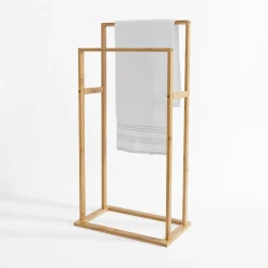 Wieszak na ręczniki podwójny bambusowy