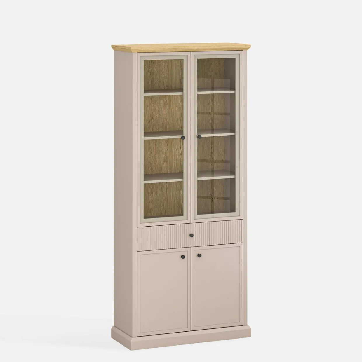 Witryna do salonu wysoka IDELLO taupe dąb kamienny