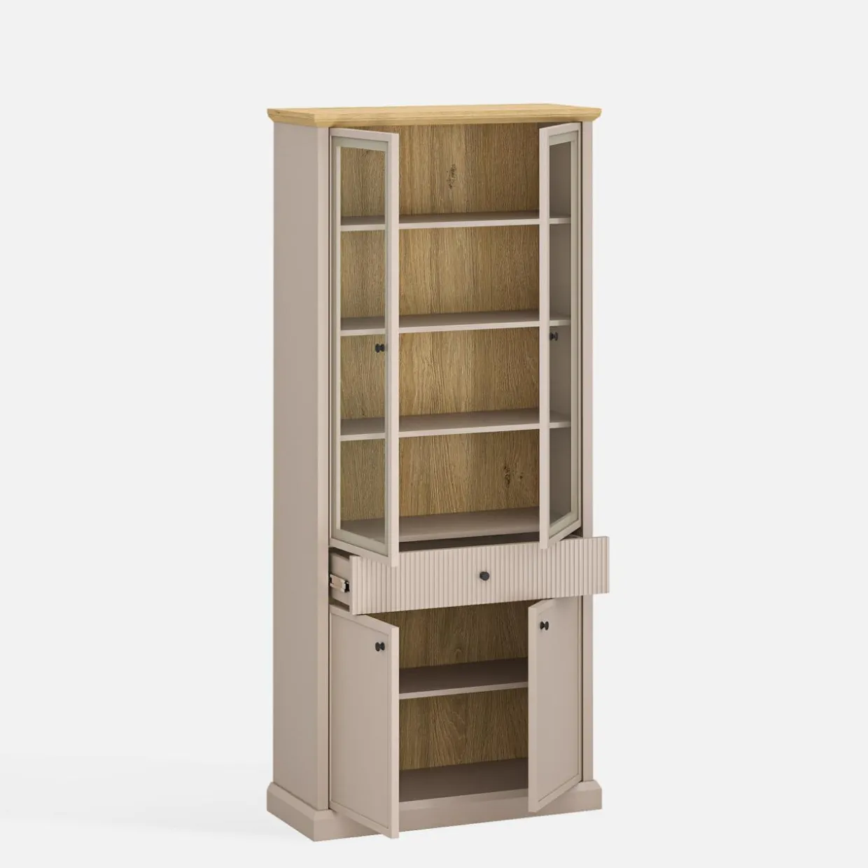 Witryna do salonu wysoka IDELLO taupe dąb kamienny