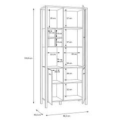 Witryna industrialna z otwartymi półkami HIGH ROCK
