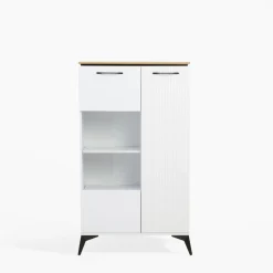 Witryna niska biała, z ryflowaniem VELUTTO