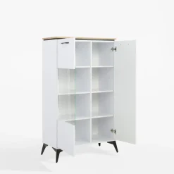 Witryna niska biała, z ryflowaniem VELUTTO