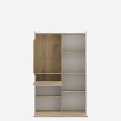 Witryna niska CALIMA dąb cremona biała