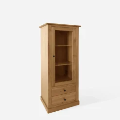 Witryna niska z litego drewna z szufladami STELLA dąb naturalny