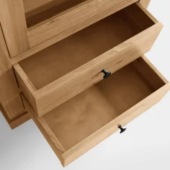 Witryna niska z litego drewna z szufladami STELLA dąb naturalny