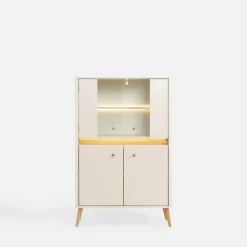 Witryna niska z oświetleniem LORENA 149 cm kaszmir