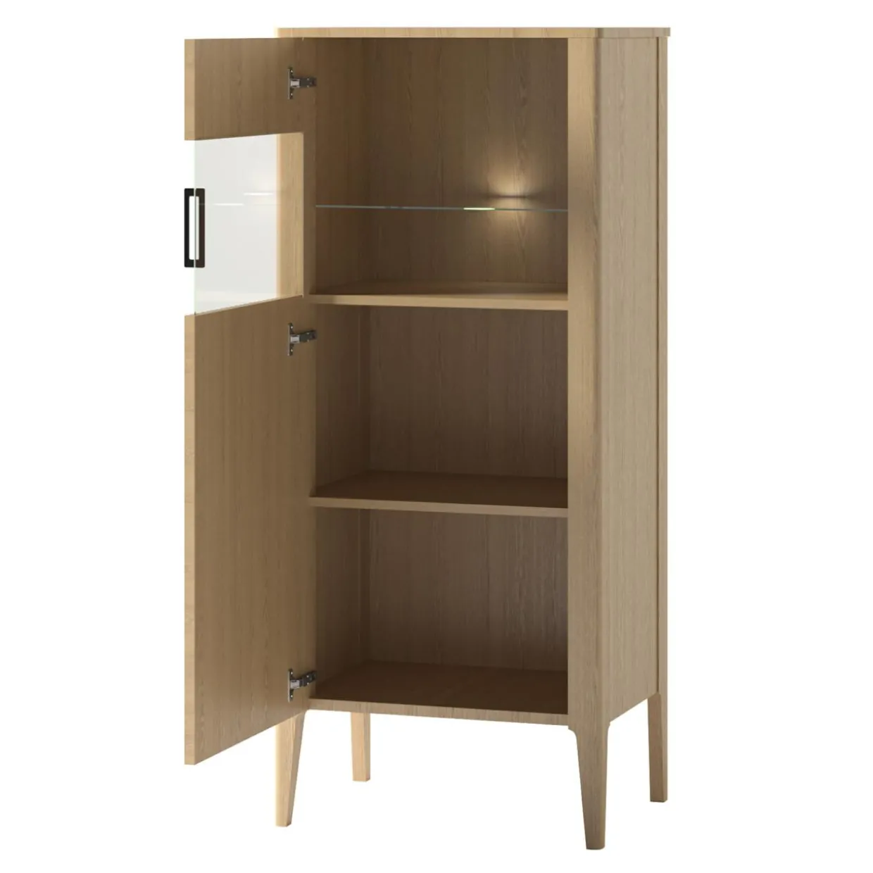 Witryna niska z ryflowaniem i oświetleniem NAVARRA lewa