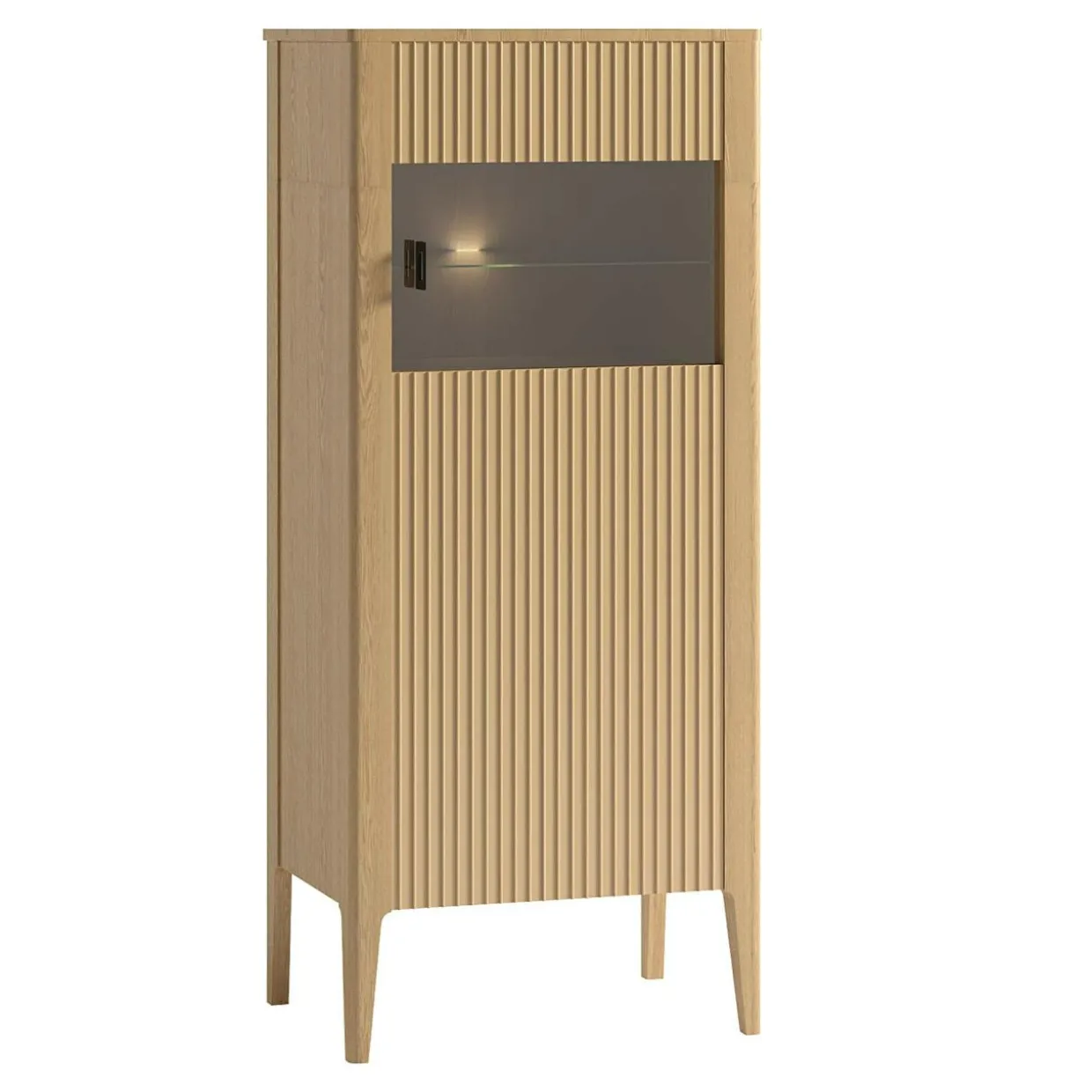 Witryna niska z ryflowaniem i oświetleniem NAVARRA prawa