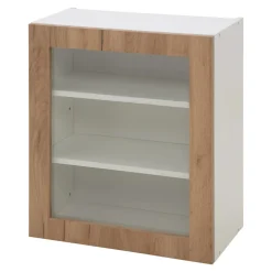 Witryna z oświetleniem BASIC PLUS BP/G60W/WL dąb craft złoty