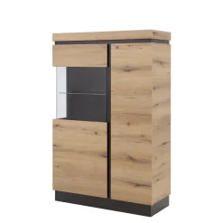 Witryna z szarym dekorem CORTE lewa