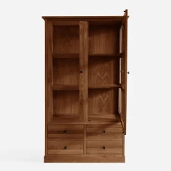 Witryna z szufladami z litego drewna STELLA dąb koniakowy