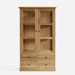 Witryna z szufladami z litego drewna STELLA dąb naturalny