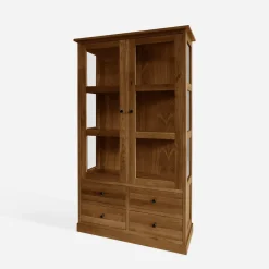 Witryna z szufladami z litego drewna STELLA dąb rustykalny