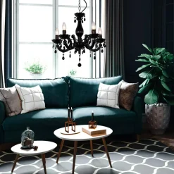 Żyrandol retro czarny MAGNOLIA