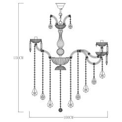 Żyrandol świecznikowy retro złoty CHATEAU 100 cm