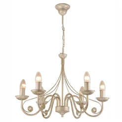 Żyrandol świecznikowy retro biało-złoty DONATO