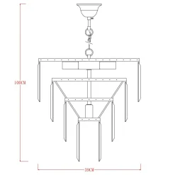 Żyrandol złoty AMEDEO 39 cm
