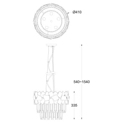 Żyrandol złoty QUASAR 41 cm
