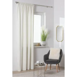 Zasłona żakardowa na taśmie jasnobeżowa FAVAR 140x260 cm