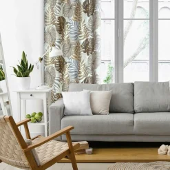 Zasłona do salonu w liście brązowo-złota KORFU 140x250 cm