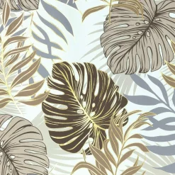 Zasłona do salonu w liście brązowo-złota KORFU 140x250 cm