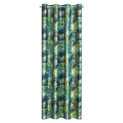 Zasłona do salonu welurowa w liście, czarno-zielona DAVOS 140x250 cm