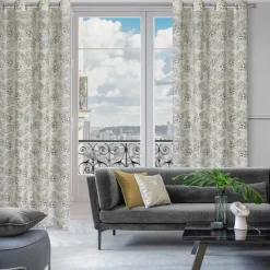 Zasłona do salonu z dodatkiem lnu naturalna MIRA 140x250 cm