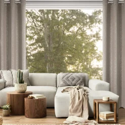 Zasłona na przelotkach beżowo-szara OLETA 140x250 cm