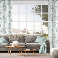 Zasłona na przelotkach biało-zielona SENA 145x250 cm