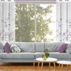 Zasłona na przelotkach biało-różowa ANTEA 140x250 cm