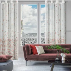 Zasłona na przelotkach biało-różowa SONIA 140x250 cm