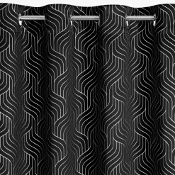 Zasłona na przelotkach czarno-srebrna OLETA 140x250 cm