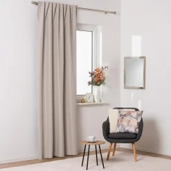Zasłona na taśmie beżowa NUIT 135x260 cm