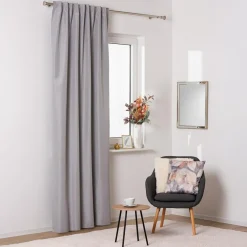 Zasłona na taśmie jasnoszara NUIT 135x260 cm