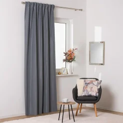 Zasłona na taśmie szara NUIT 135x260 cm