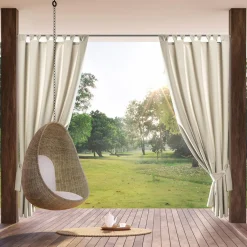 Zasłona na taras z szelkami na rzepy jasnobeżowa GARDEN 155x220 cm