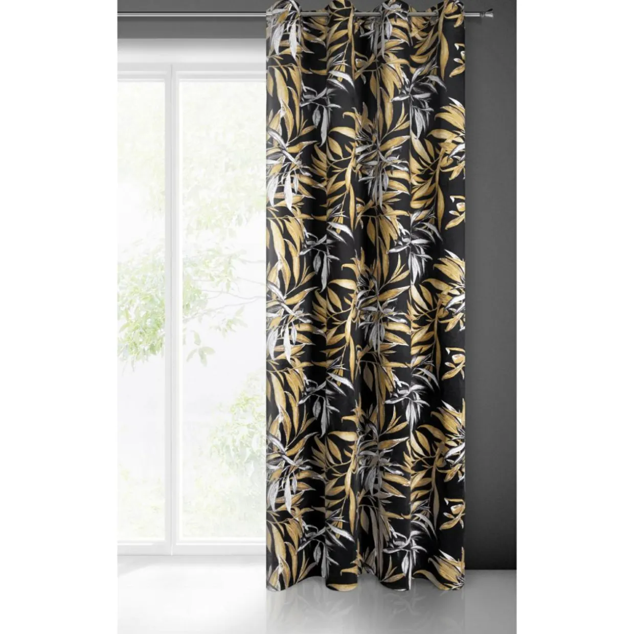 Zasłona welurowa czarno-beżowa Pierre Cardin ZOJA 140x250 cm