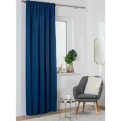 Zasłona z taśmą granatowa blockout ECLIPSE 140x260 cm
