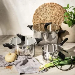 Zestaw 3 garnków ze stali nierdzewnej TRESO