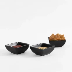 Zestaw 3 miseczek kwadratowych do serwowania czarny 165 ml