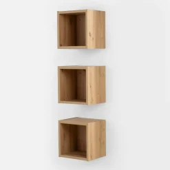 Zestaw 3 półek wiszących do łazienki dąb artisan LADAMA