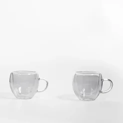 Zestaw 2 szklanek termicznych z podwójną ścianką z uchem 80 ml