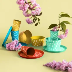 Zestaw 4 talerzy plastikowych czerwony, 21 cm