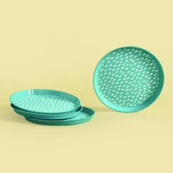 Zestaw 4 talerzy plastikowych zielony, 21 cm