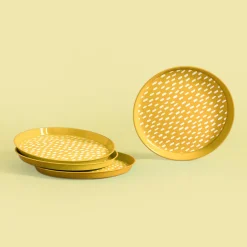 Zestaw 4 talerzy plastikowych żółty, 21 cm