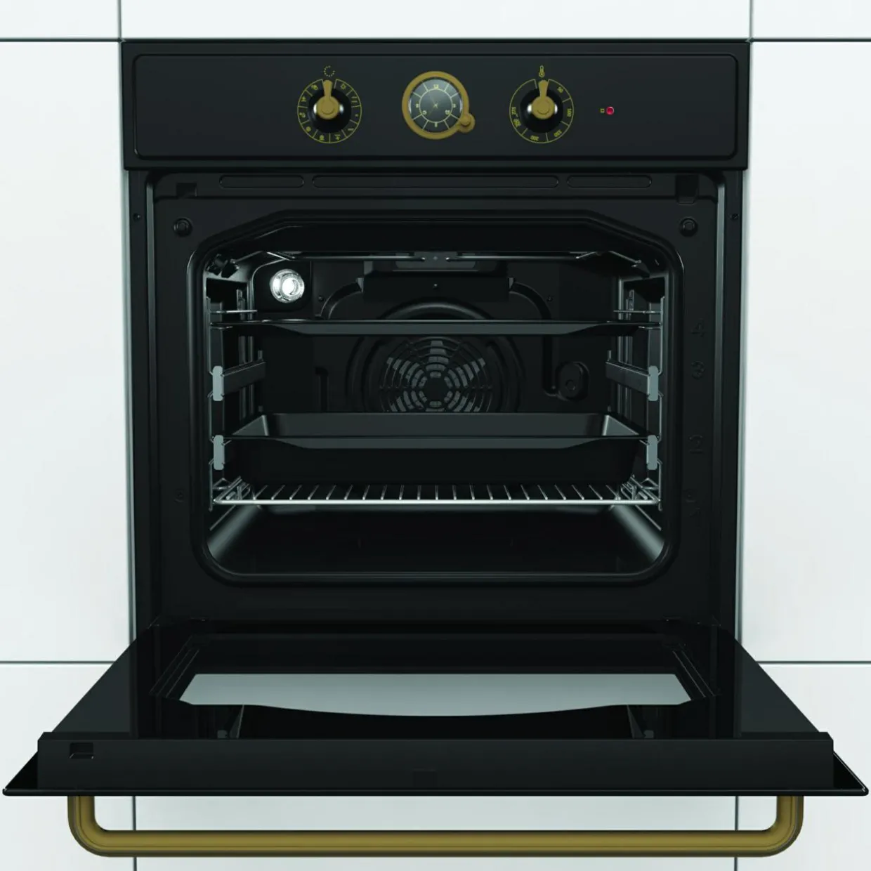 Zestaw GORENJE czarny CLASSICO – piekarnik i płyta gazowa