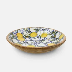 Zestaw miseczek drewnianych z motywem cytryn, 2 sztuki