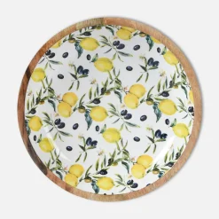 Zestaw miseczek drewnianych z motywem cytryn, 2 sztuki