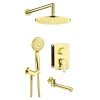 Zestaw prysznicowy podtynkowy z wylewką wannową BXYYZQAM złoty połysk ARNIKA