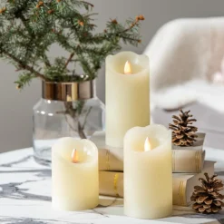 Zestaw świec LED białe, 3 sztuki